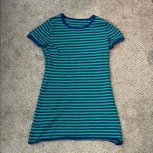 Striped Green and Blue T-Shirt Dress